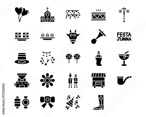 Festa Junina Line Vector Icons