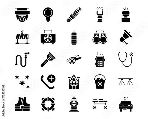 Emergency Services Line Vector Icons