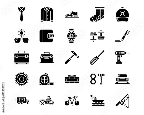 Fathers Day Line Vector Icons