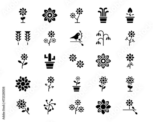 Flowers Line Vector Icons