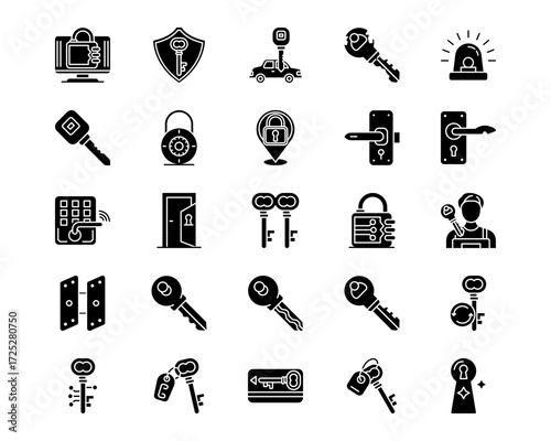 Locksmith Line Vector Icons