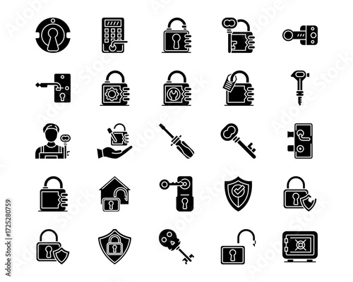 Locksmith Line Vector Icons