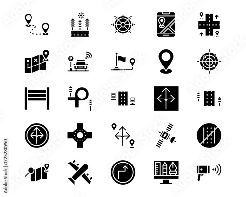 Map and Navigation Line Vector Icons