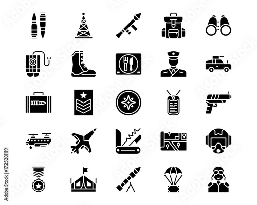 Military Line Vector Icons