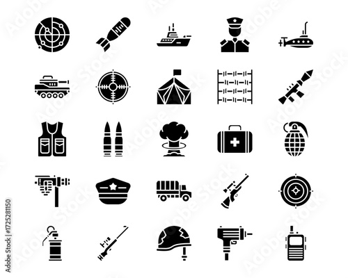 Military Line Vector Icons