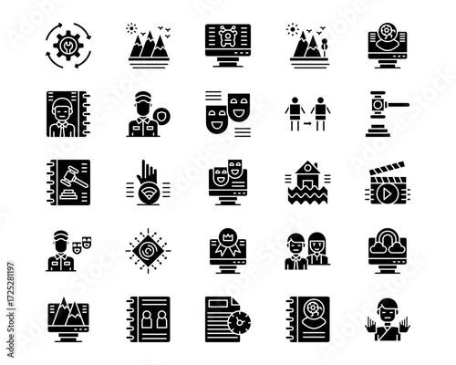 Movie Genres Line Vector Icons