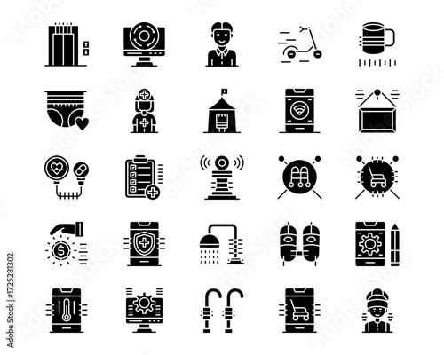 Nursing Home Line Vector Icons