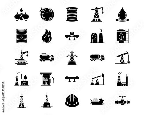 Oil And Gas Line Vector Icons
