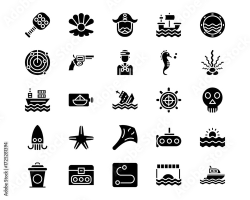 Ocean Line Vector Icons