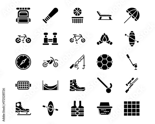 Outdoor Fun Line Vector Icons