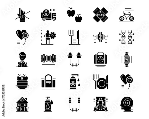 Physical Wellbeing Line Vector Icons