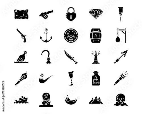 Pirate Line Vector Icons
