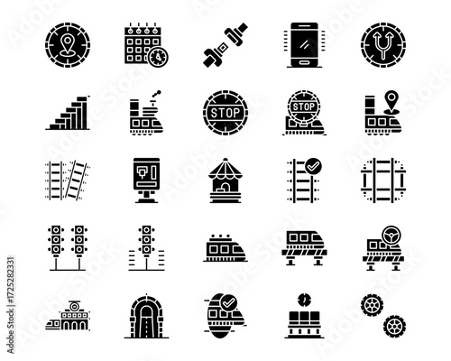 Railway Line Vector Icons