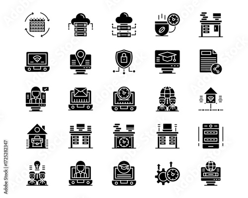Remote Working Line Vector Icons