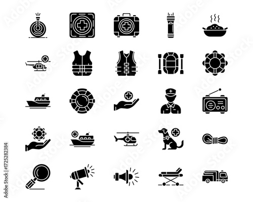 Rescue And Response Line Vector Icons