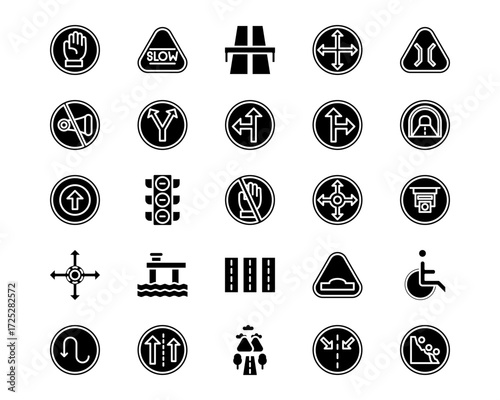 Road Signs Line Vector Icons
