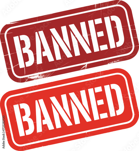 Two bold red stamps clearly showing the word banned