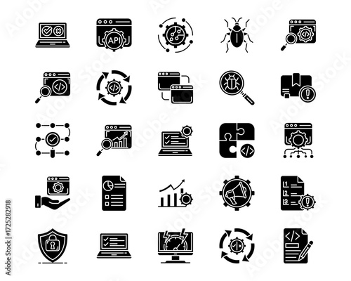 Software Testing Line Vector Icons