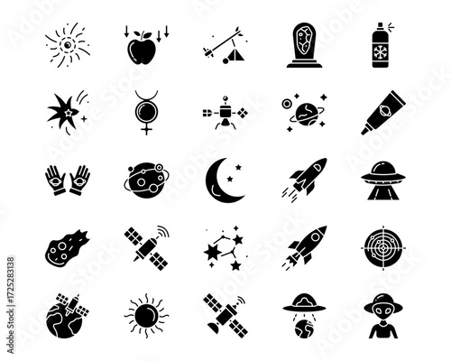 Space Technology Line Vector Icons