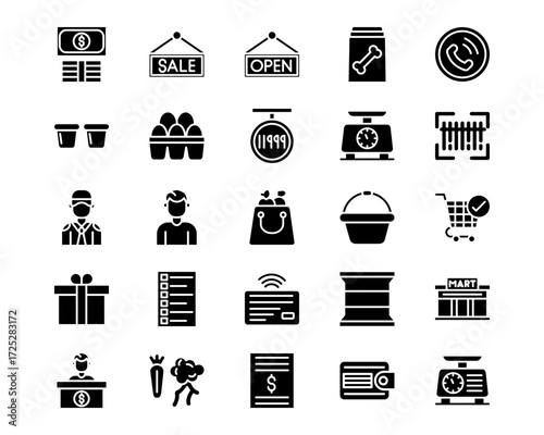 Supermarket Line Vector Icons