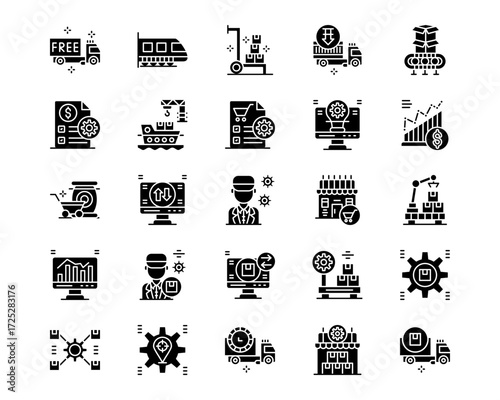 Supply Chain Line Vector Icons