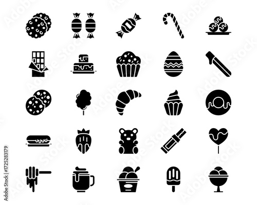 Sweets and Candies Line Vector Icons