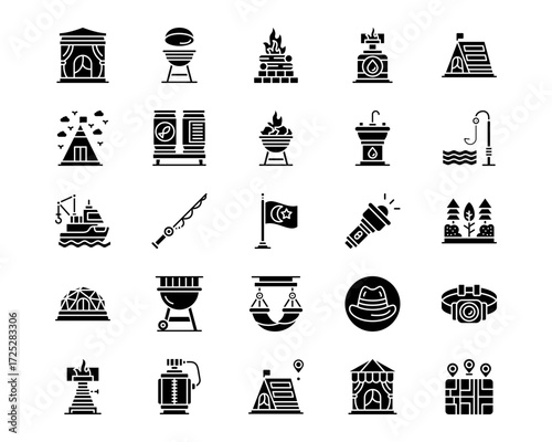 Trekking Line Vector Icons