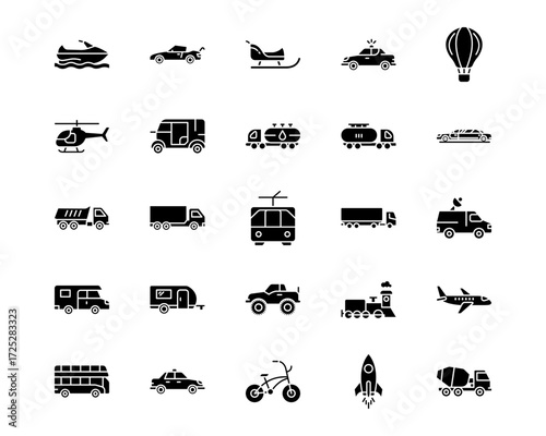 Transport Line Vector Icons