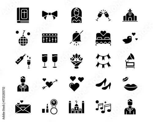 Wedding Line Vector Icons