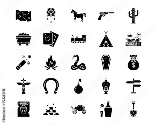 Wild West Line Vector Icons