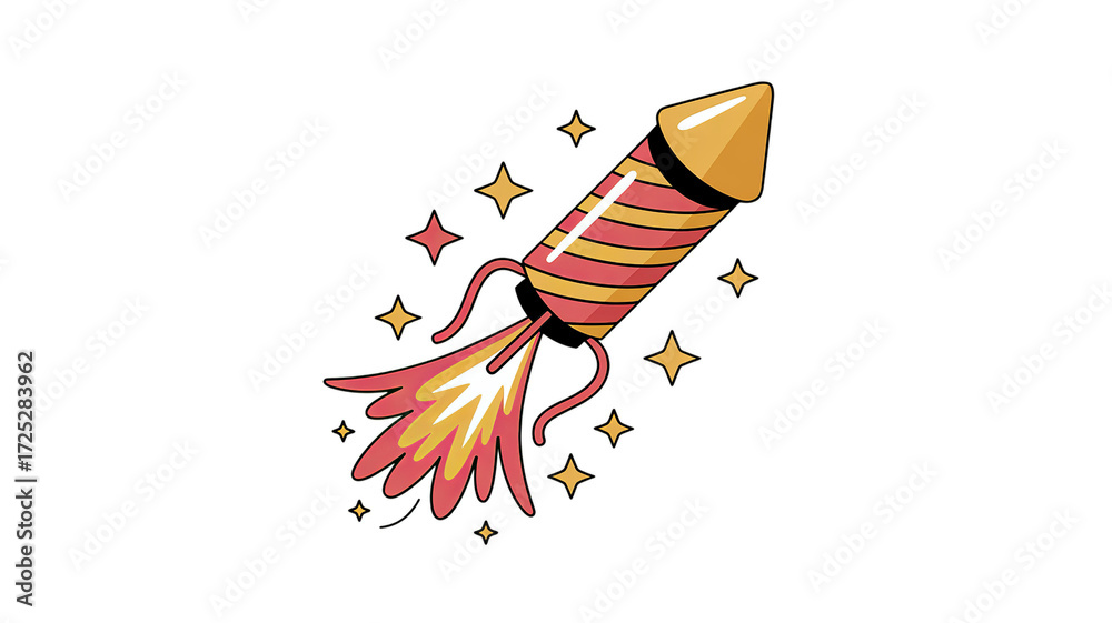Obraz premium Fireworks rocket celebration vector illustration, isolated on white