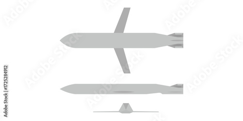 Missile Silhouette From Top and Side Views: Military Rocket Weapon for Defense Stock Photo