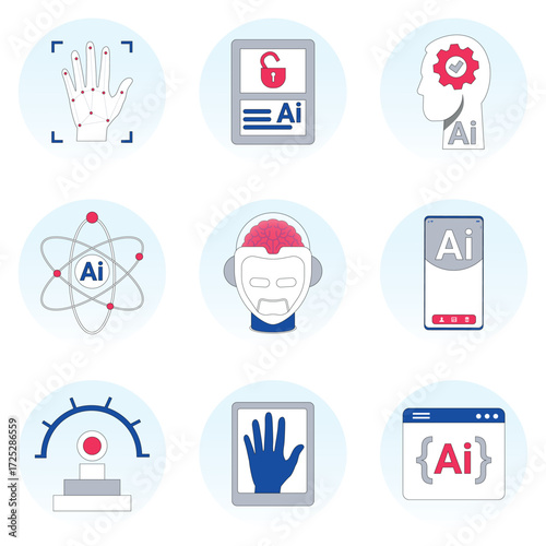 AI Tools & Technology Vector Icons Set – Flat Style