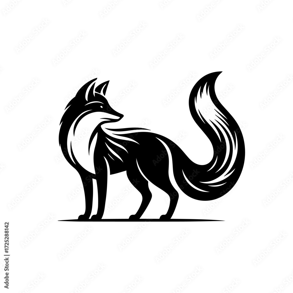 Fototapeta premium Wild Fox Vector Illustration – Elegant Woodland Animal Design