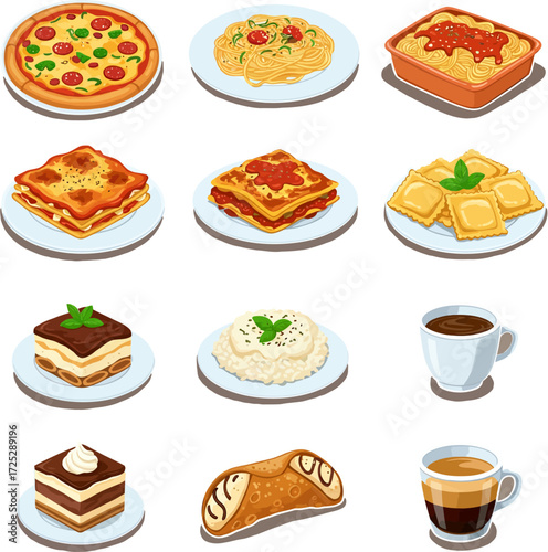 Delicious food icons vector graphics scalable eps file for adobe stock collection