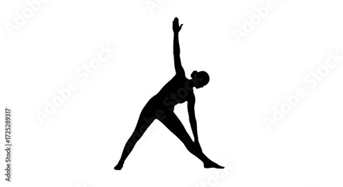 Silhouette of a woman in triangle pose, perfect for yoga, fitness, and wellness designs and illustrations