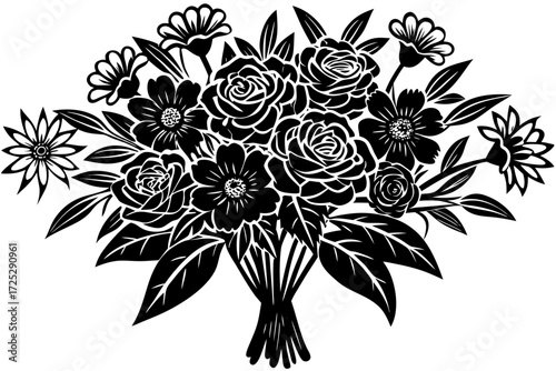 Obraz na plátně black and white bouquet of flowers