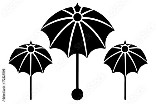 set of black umbrellas