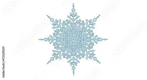 Detailed illustration of a delicate snowflake, showcasing its intricate crystalline structure and icy beauty, a symbol of winter