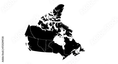 Canada outline map in bold black and white, perfect for presentations, design projects, or travel concepts