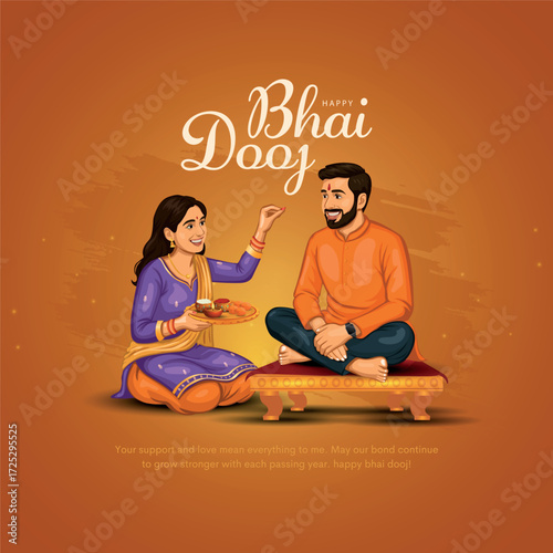 Happy Bhai dooj Indian festival greeting card. Creative vector illustration design.