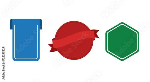 Eye-catching vibrant badge set for announcements, marketing, and sales from originally scalable vector graphics
