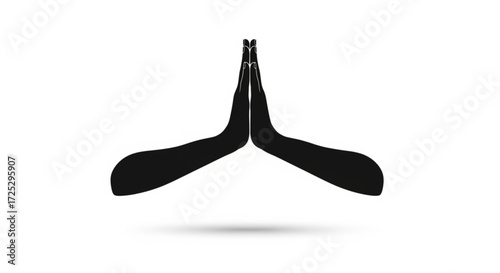 Black silhouette of hands in prayer vector illustration of a gesture of faith, hope, and gratitude religious symbol
