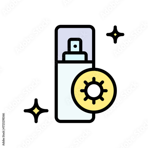 Sunblock, Sunscreen, Lotion. Summer Outline Icon. Vector Illustration Logo Template. Skin care sign, designed for web and app.