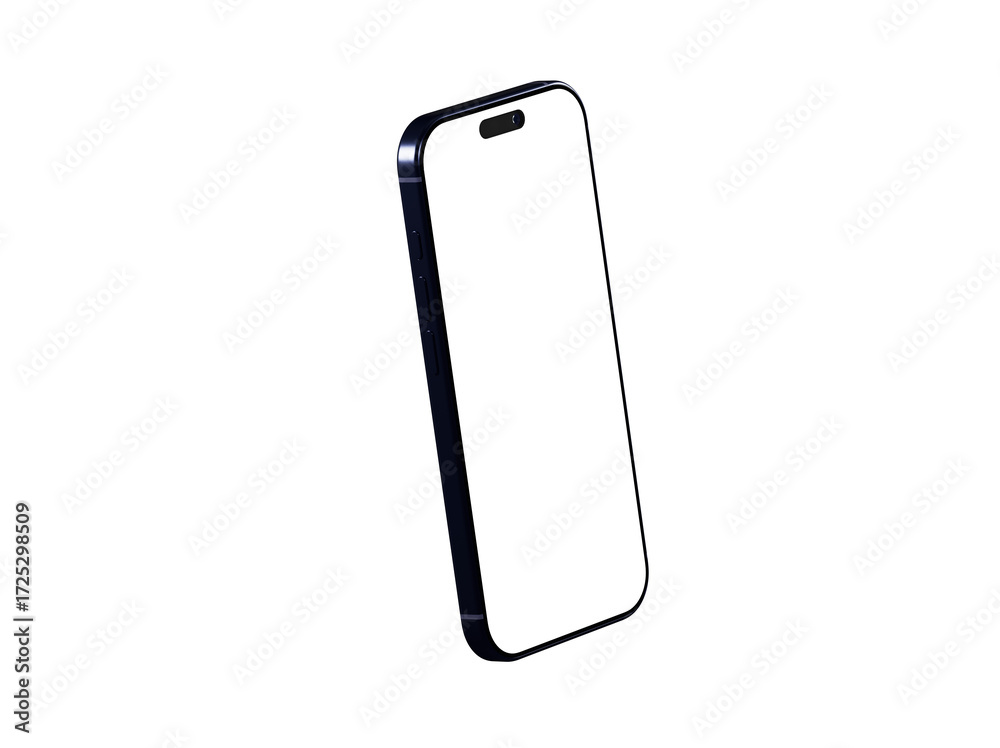 High-quality image of a sleek black smartphone with a blank screen, perfect for app presentations or website designs.