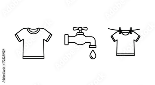 Laundry day essentials: A fresh shirt, clean water, and a clothesline for drying shirts