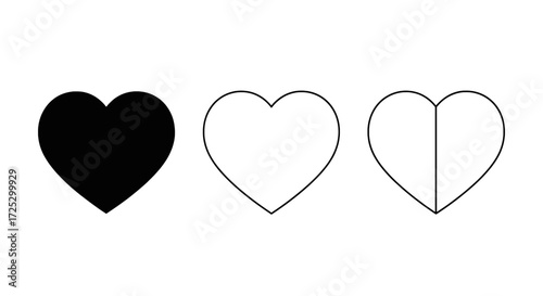 Stylized heart symbols convey romance and relationships, love and dating with graphic designs, perfect for Valentine's Day