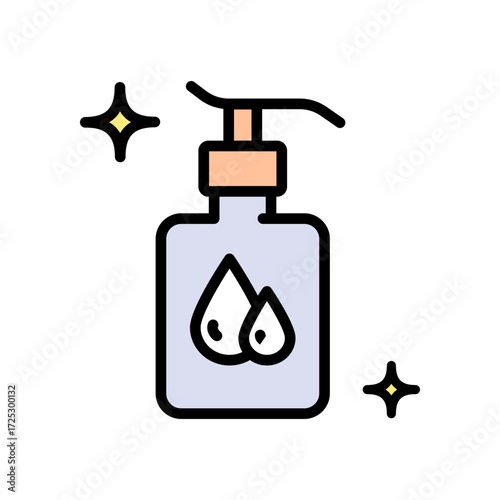 Skin care color icon. Moisturizing lotion , beauty, woman, clean, fresh, acne, cleansing concept. Simple vector illustration isolated on white background