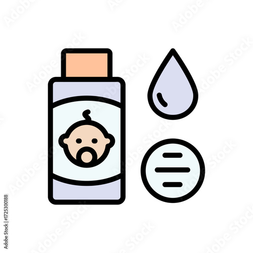 Baby lotion cosmetic color icon. Skin care sign for web and app. Simple symbol for web design isolated on white background.