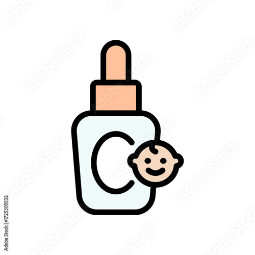 Baby oil color icon. Skin care sign for web and app. Simple symbol for web design isolated on white background.